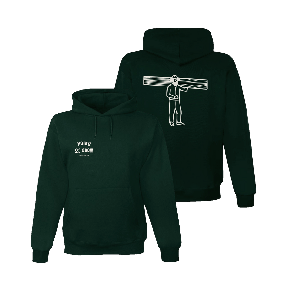 Union Wood Co dark green hoodie