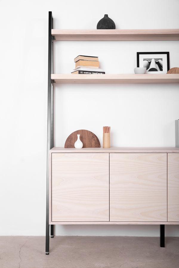 solid wood cabinet with doors and shelves