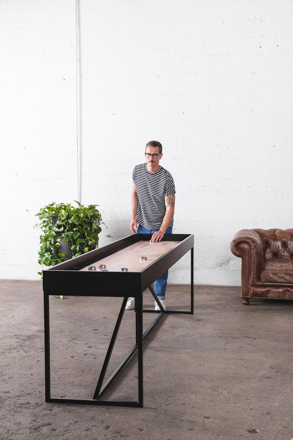 handcrafted shuffleboard table