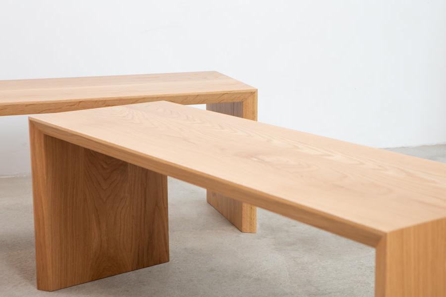 light wood bench