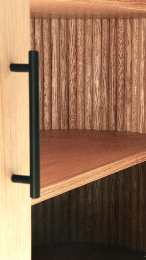 fluted wood - storage cabinet detail